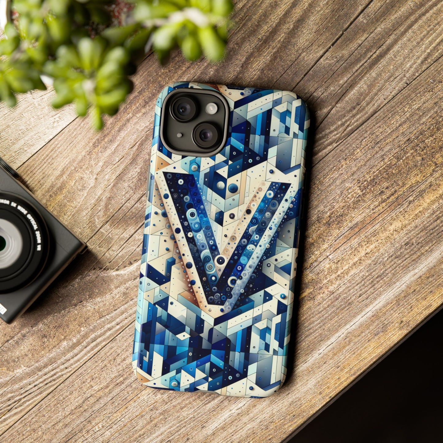 blue alphabet v phone case for samsung and iphone shockproof protective cover with 3d wrap design and uv resistance