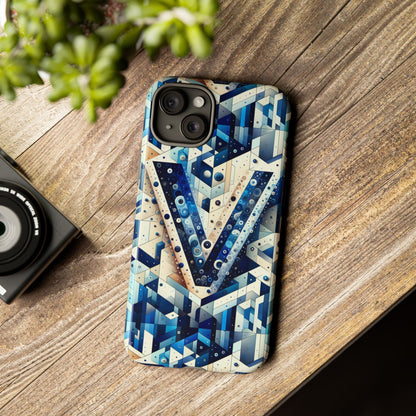 Blue Alphabet V Phone Case for Samsung and iPhone Shockproof Protective Cover with 3D Wrap Design and UV Resistance