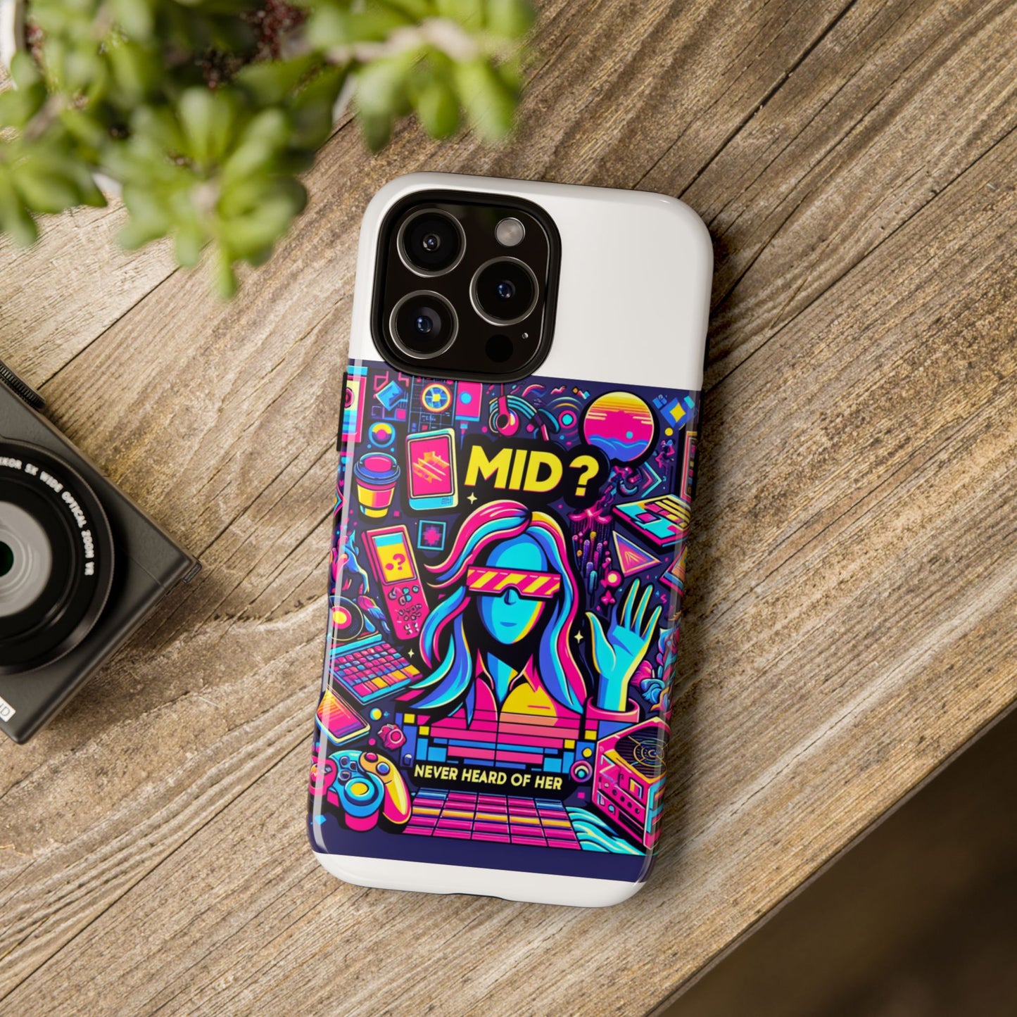mid never heard of her 3d wrap protective phone case for fun retro style and shock absorption, ideal gift for tech enthusiasts and anime lovers