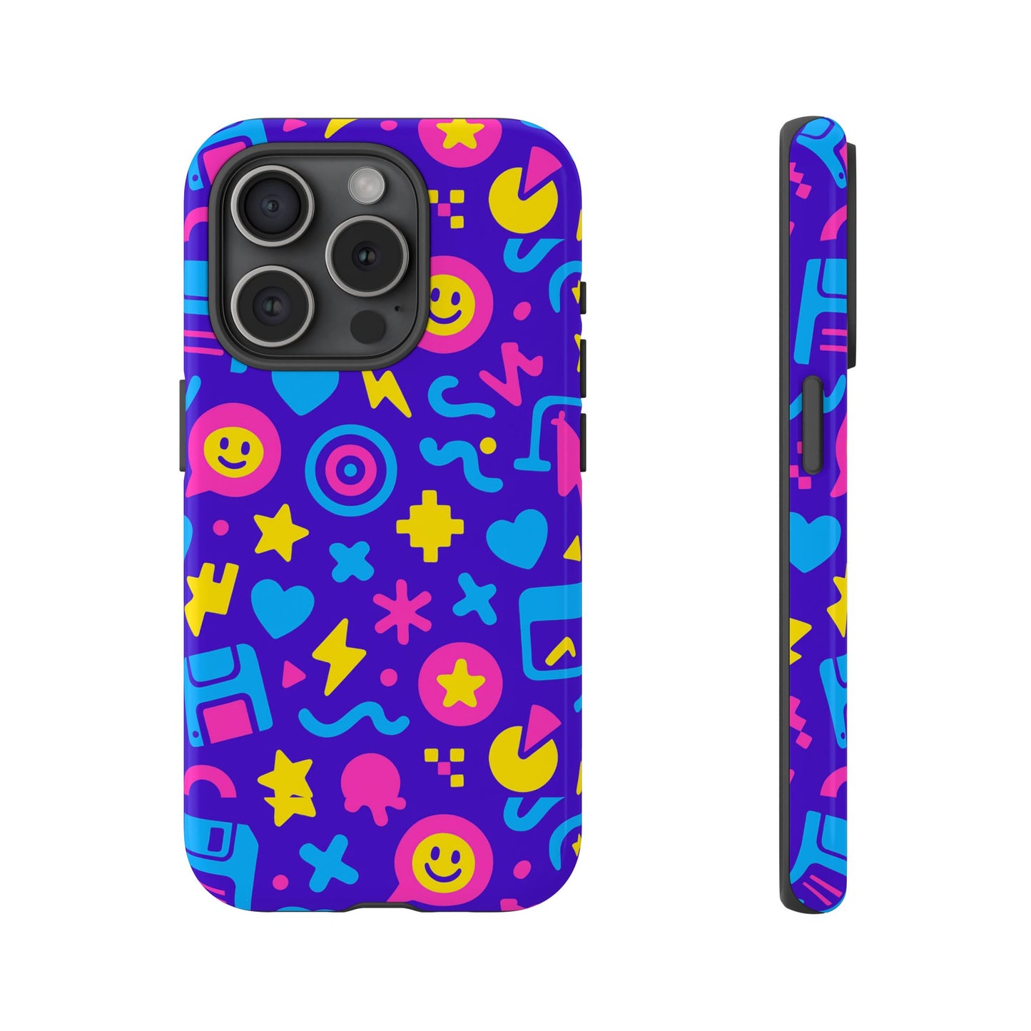 multicolor y2k protective phone case with 3d wrap design – fun and playful accessory compatible with iphone 13, 14, 15 & 16 – all models including pro, pro max & plus
