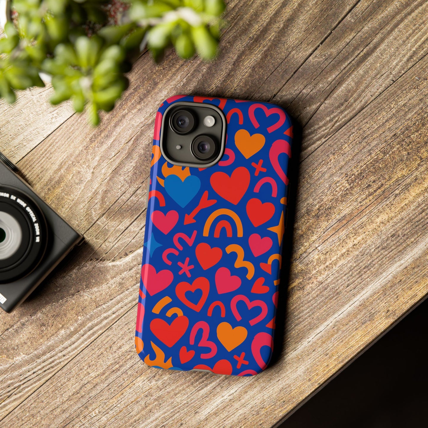 vibrant multicolour heart design protective phone case stylish accessory for self-expression compatible with iphone 13, 14, 15 & 16 – all models including pro, pro max & plus