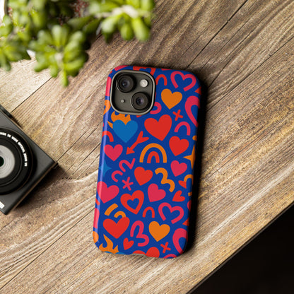 Vibrant Multicolour Heart Design Protective Phone Case Stylish Accessory for Self-Expression Compatible with iPhone 13, 14, 15 & 16 – all models including Pro, Pro Max & Plus