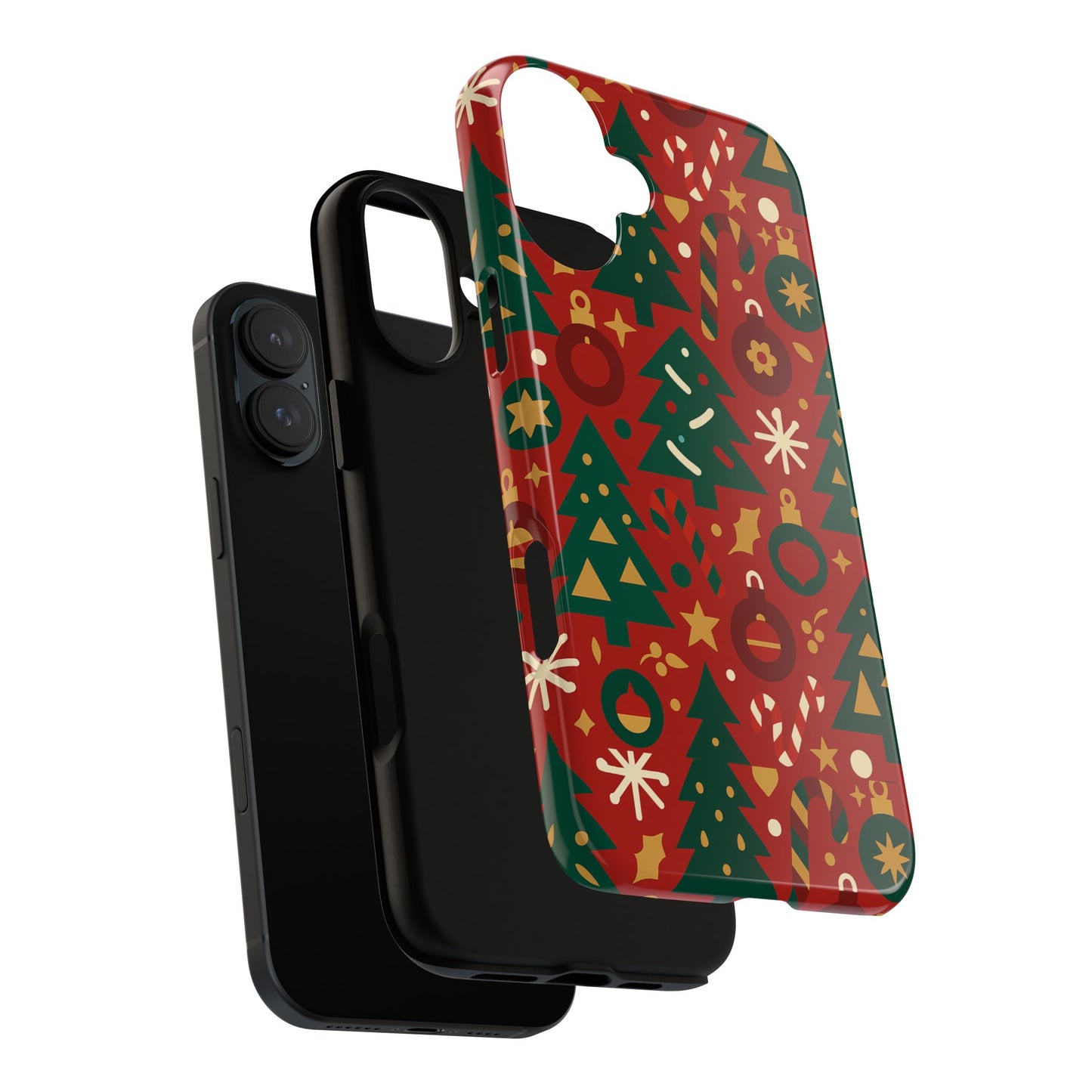 festive red christmas phone case with 3d wrap design – vibrant protection for iphone 13, 14, 15 & 16 – all models including pro, pro max & plus