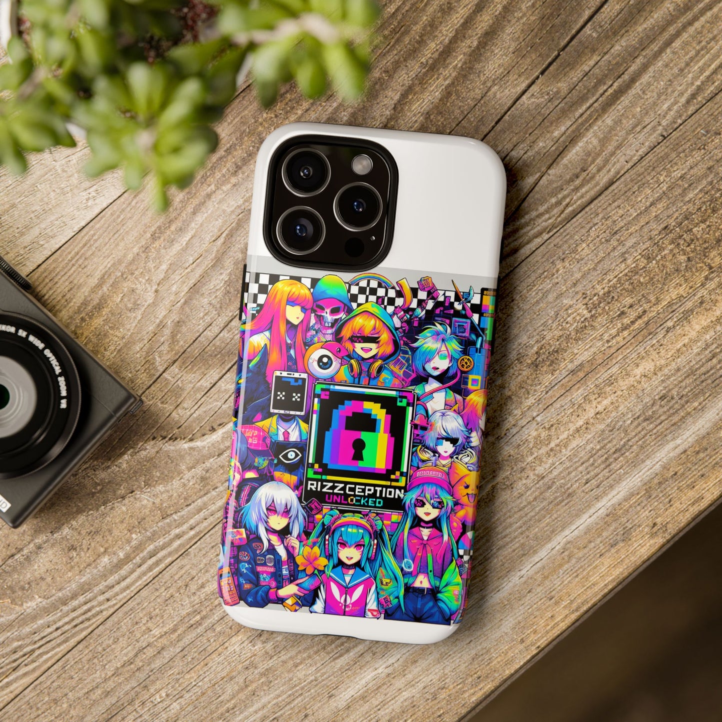 rizzception unlocked 3d wrap protective phone case for anime lovers, durable silicone liner, uv protected, stylish accessories for smartphones