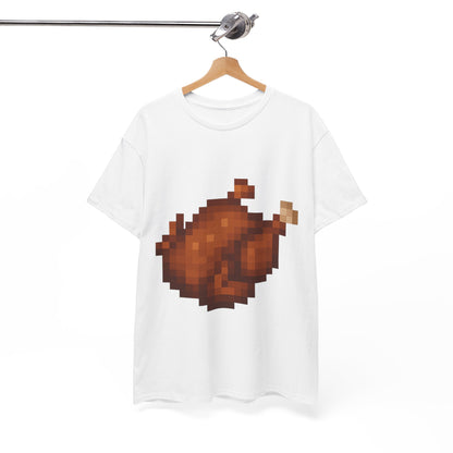 Funny Pixel Turkey Unisex Heavy Cotton Tee for Gamers - Perfect Thanksgiving Shirt, Casual Wear, Comfortable Cotton Tee, Fun Gamer Apparel, Holiday Graphic Tee