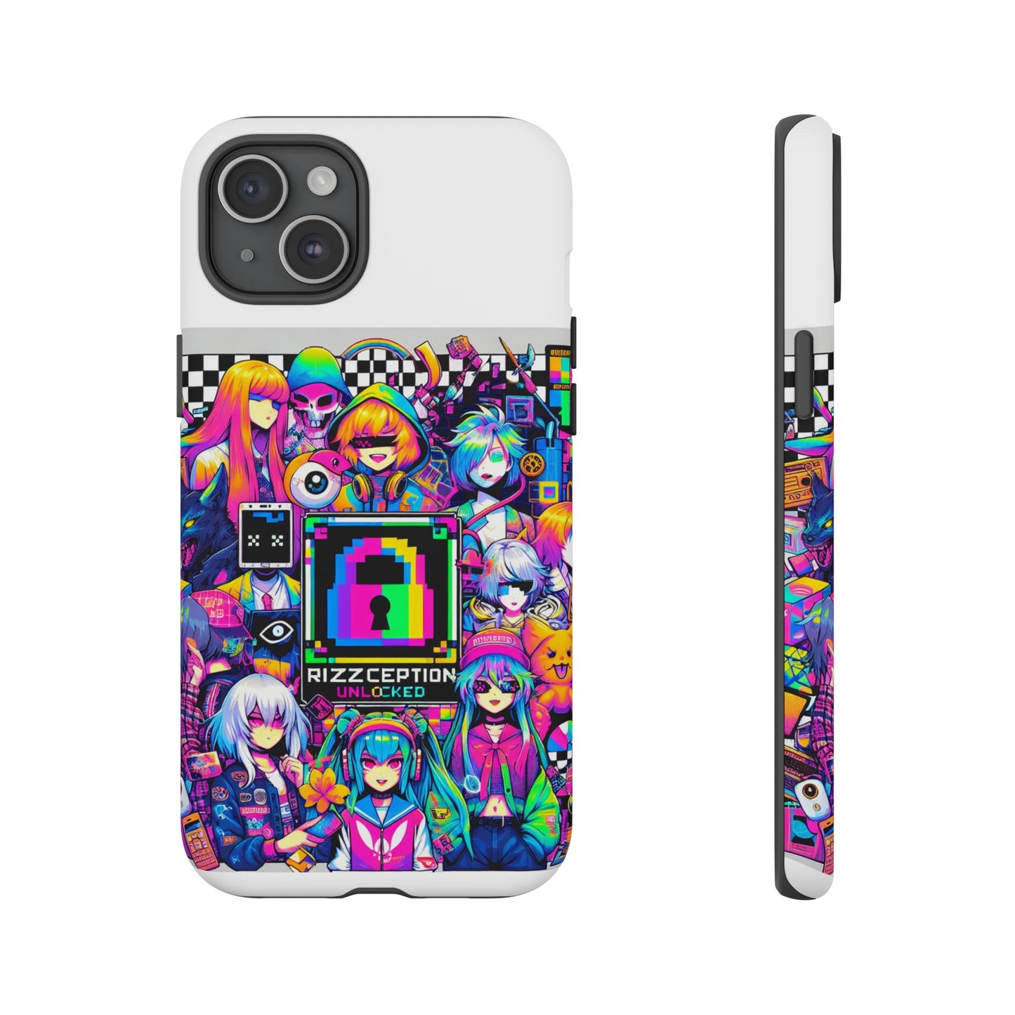 rizzception unlocked 3d wrap protective phone case for anime lovers, durable silicone liner, uv protected, stylish accessories for smartphones