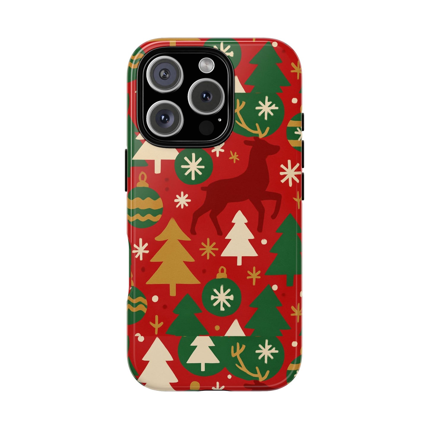 vibrant red christmas phone case with festive 3d design for stylish protection compatible with iphone 13, 14, 15 & 16 – all models including pro, pro max & plus