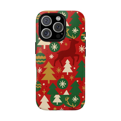 Vibrant Red Christmas Phone Case with Festive 3D Design for Stylish Protection Compatible with iPhone 13, 14, 15 & 16 – all models including Pro, Pro Max & Plus