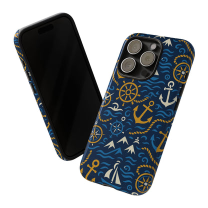 Vibrant Nautical Blue Phone Case with 3D Anchor Design for Stylish Protection Compatible with iPhone 13, 14, 15 & 16 – all models including Pro, Pro Max & Plus
