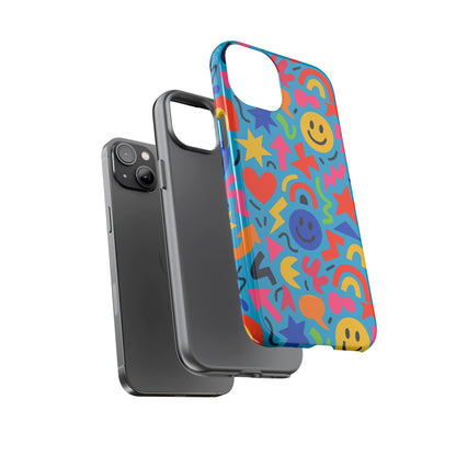 Multicolour 3D Wrap Protective Phone Case for Kids and Teens with Fun Geometric Design – Stylish Protection Compatible with iPhone 13, 14, 15 & 16 – all models including Pro, Pro Max & Plus