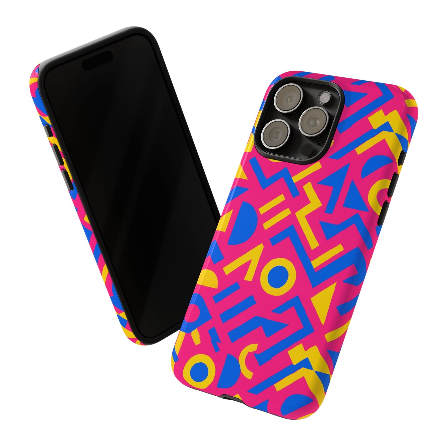 vibrant geometric 3d wrap protective phone case with multicolour design for unique style compatible with iphone 13, 14, 15 & 16 – all models including pro, pro max & plus