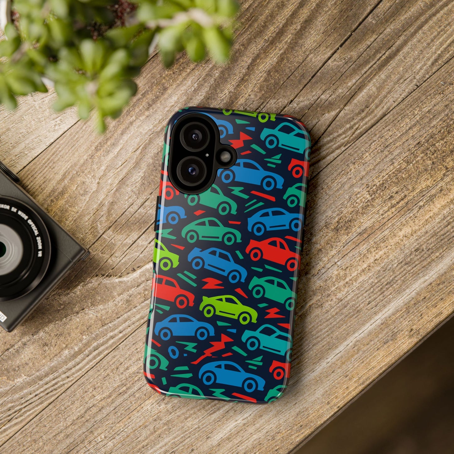 vibrant retro automotive design protective phone case for kids and adults – colourful 3d wrap style – stylish protection compatible with iphone 13, 14, 15 & 16 – all models including pro, pro max & plus