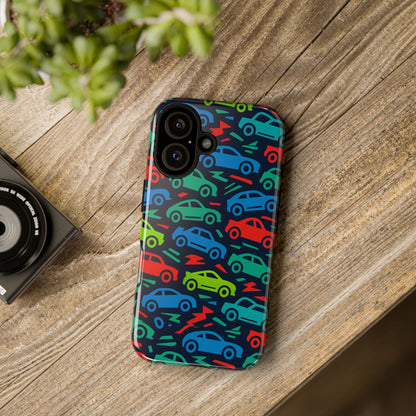Vibrant Retro Automotive Design Protective Phone Case for Kids and Adults – Colourful 3D Wrap Style – Stylish Protection Compatible with iPhone 13, 14, 15 & 16 – All Models Including Pro, Pro Max & Plus