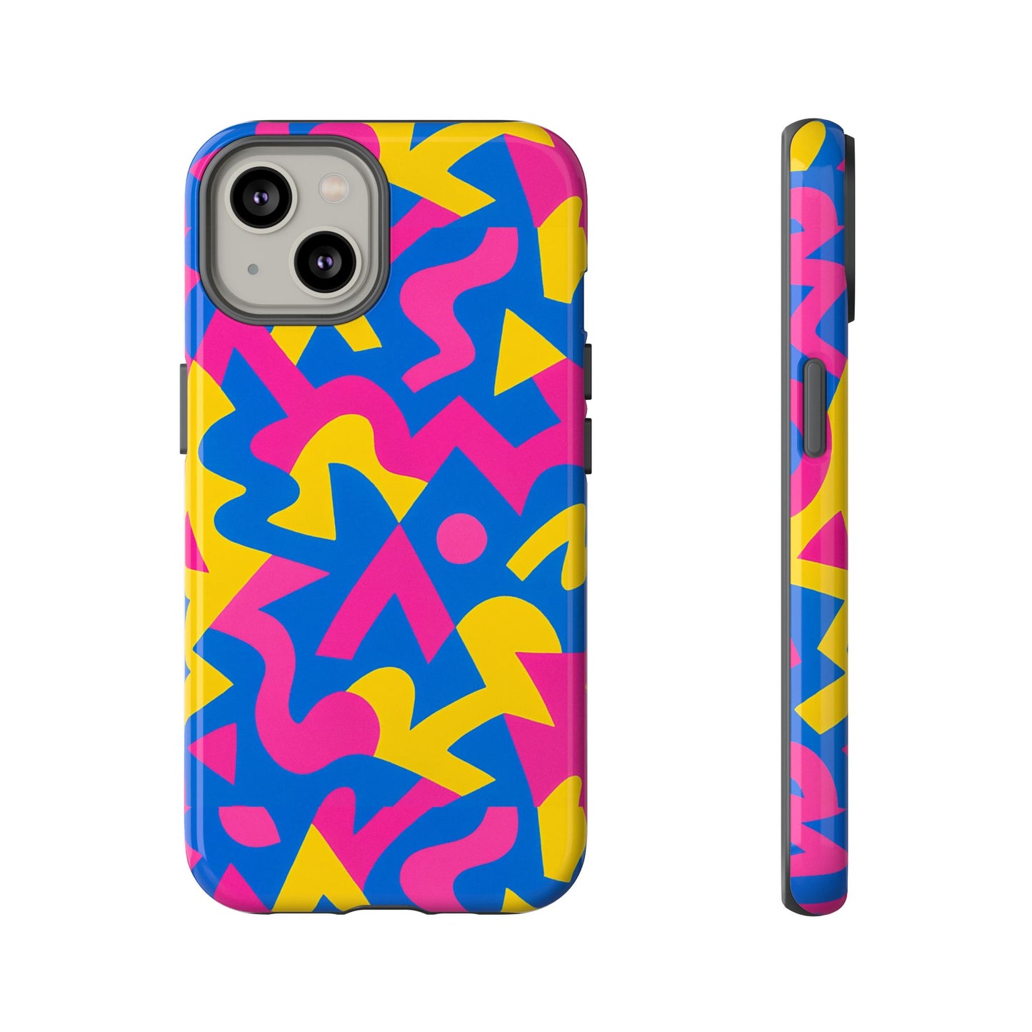 vibrant y2k geometric protective phone case with 3d wrap design for unique style compatible with iphone 13, 14, 15 & 16 – all models including pro, pro max & plus