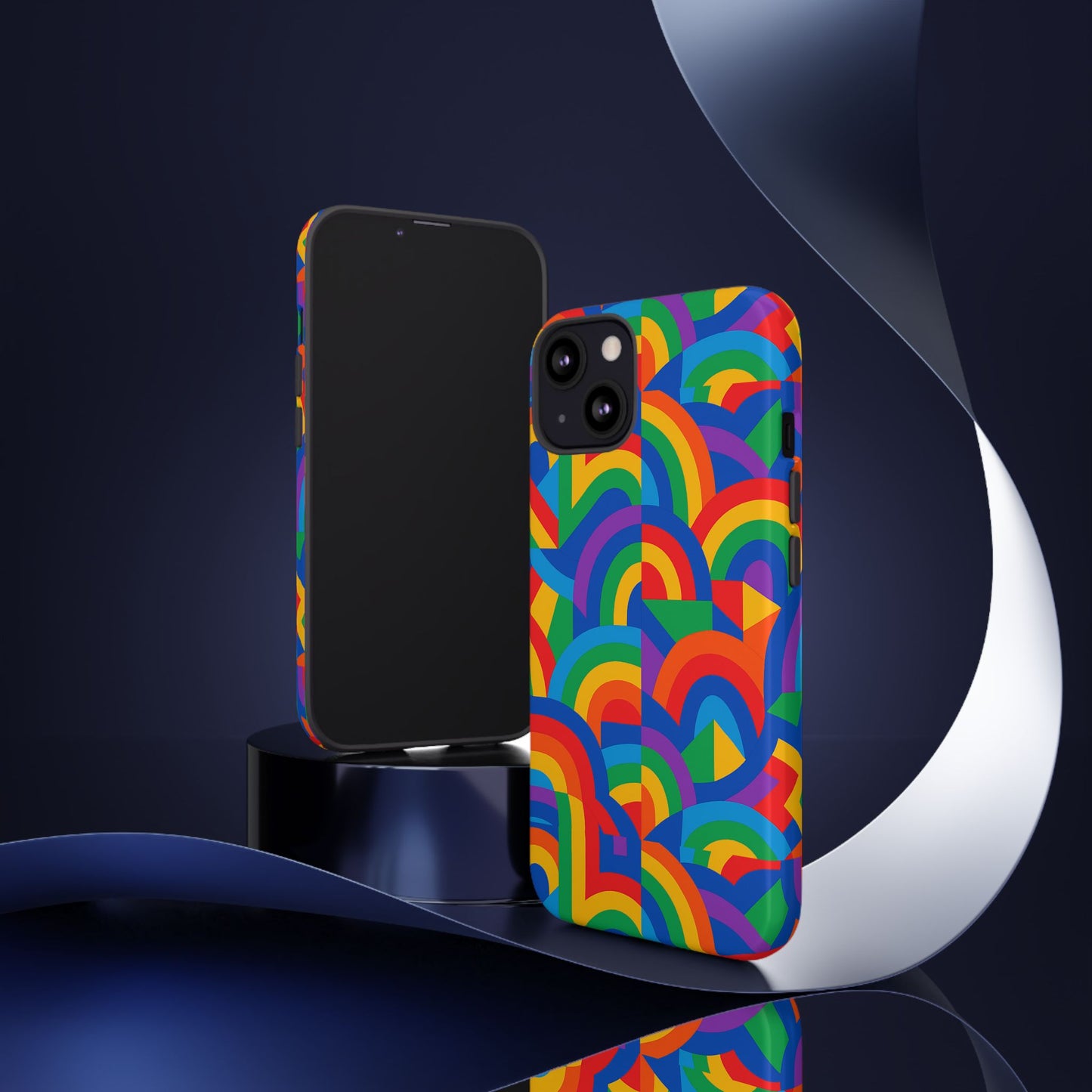 multicolour rainbow protective phone case with 3d design for stylish protection compatible with iphone 13, 14, 15 & 16 – all models including pro, pro max & plus