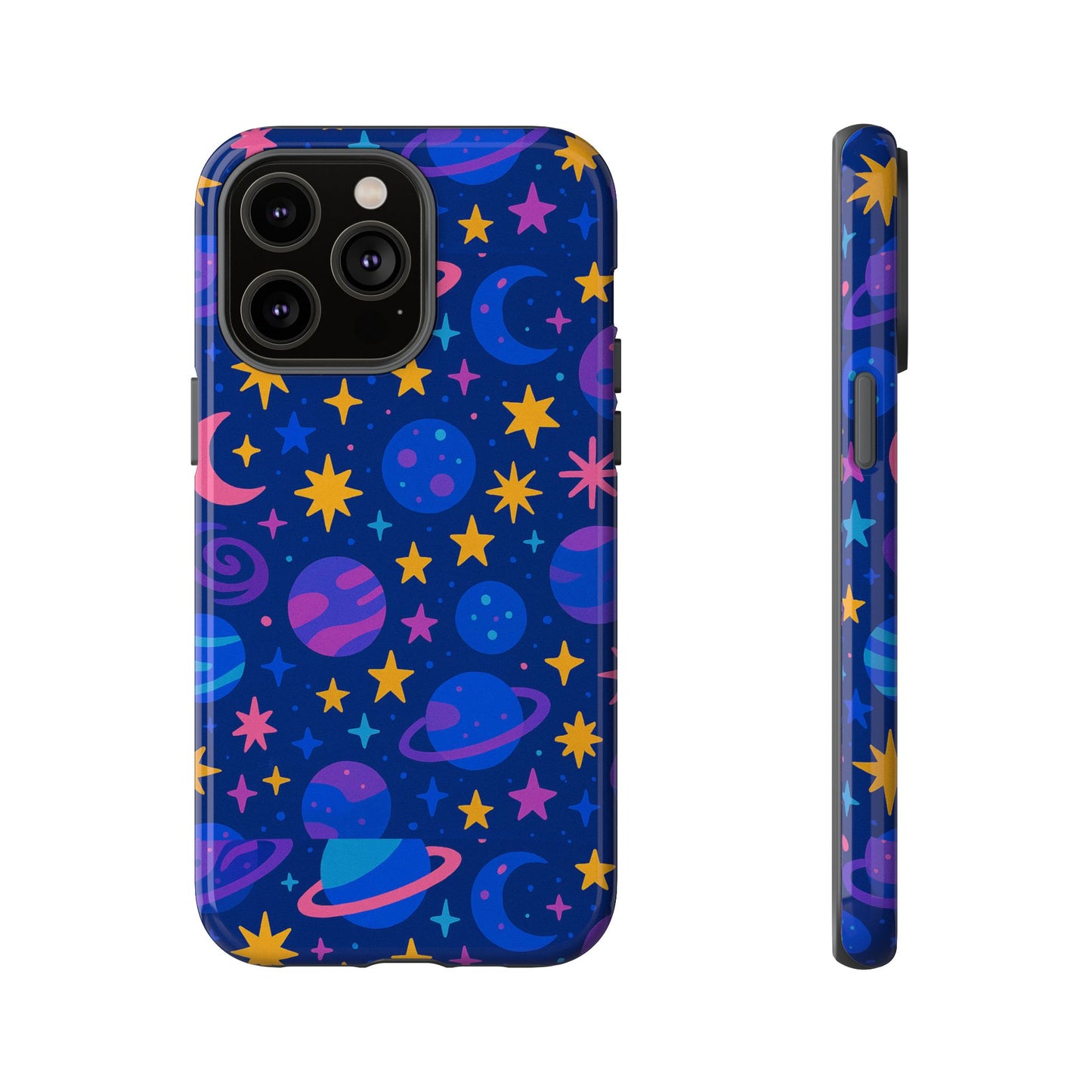 vibrant space theme protective phone case for unisex – colourful 3d design fashion accessory compatible with iphone 13, 14, 15 & 16 – all models including pro, pro max & plus