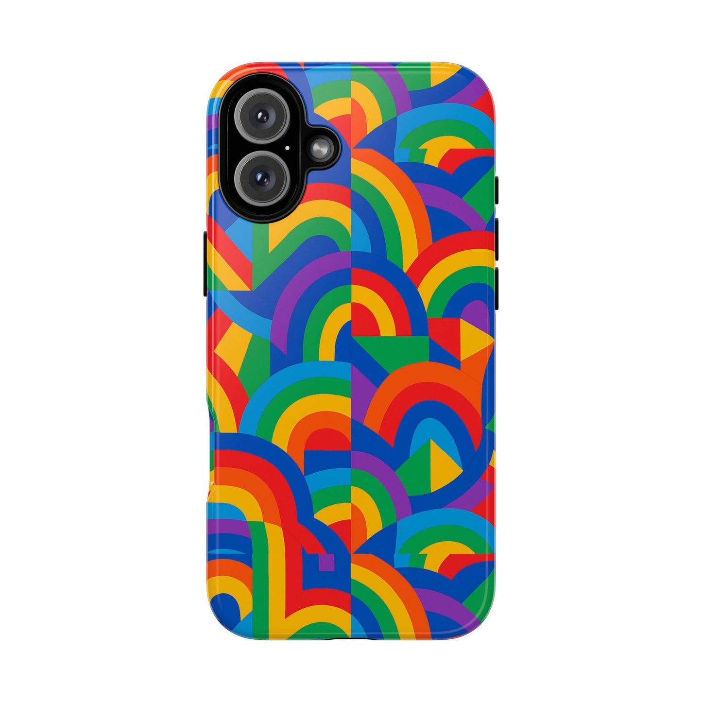 multicolour rainbow protective phone case with 3d design for stylish protection compatible with iphone 13, 14, 15 & 16 – all models including pro, pro max & plus