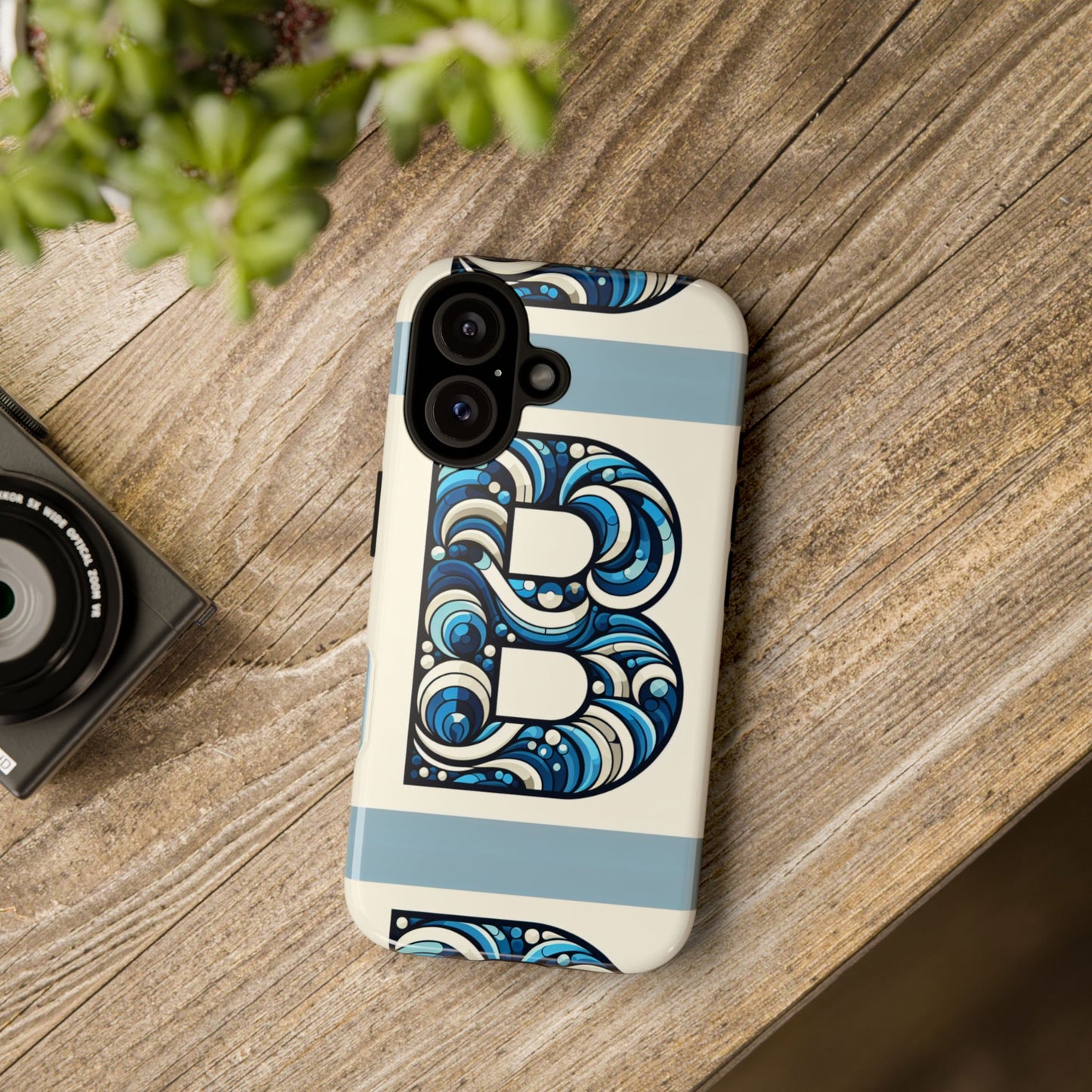 blue alphabet letter b phone case with 3d wrap and shock protection for kids and teens durable tpu cover with vibrant design