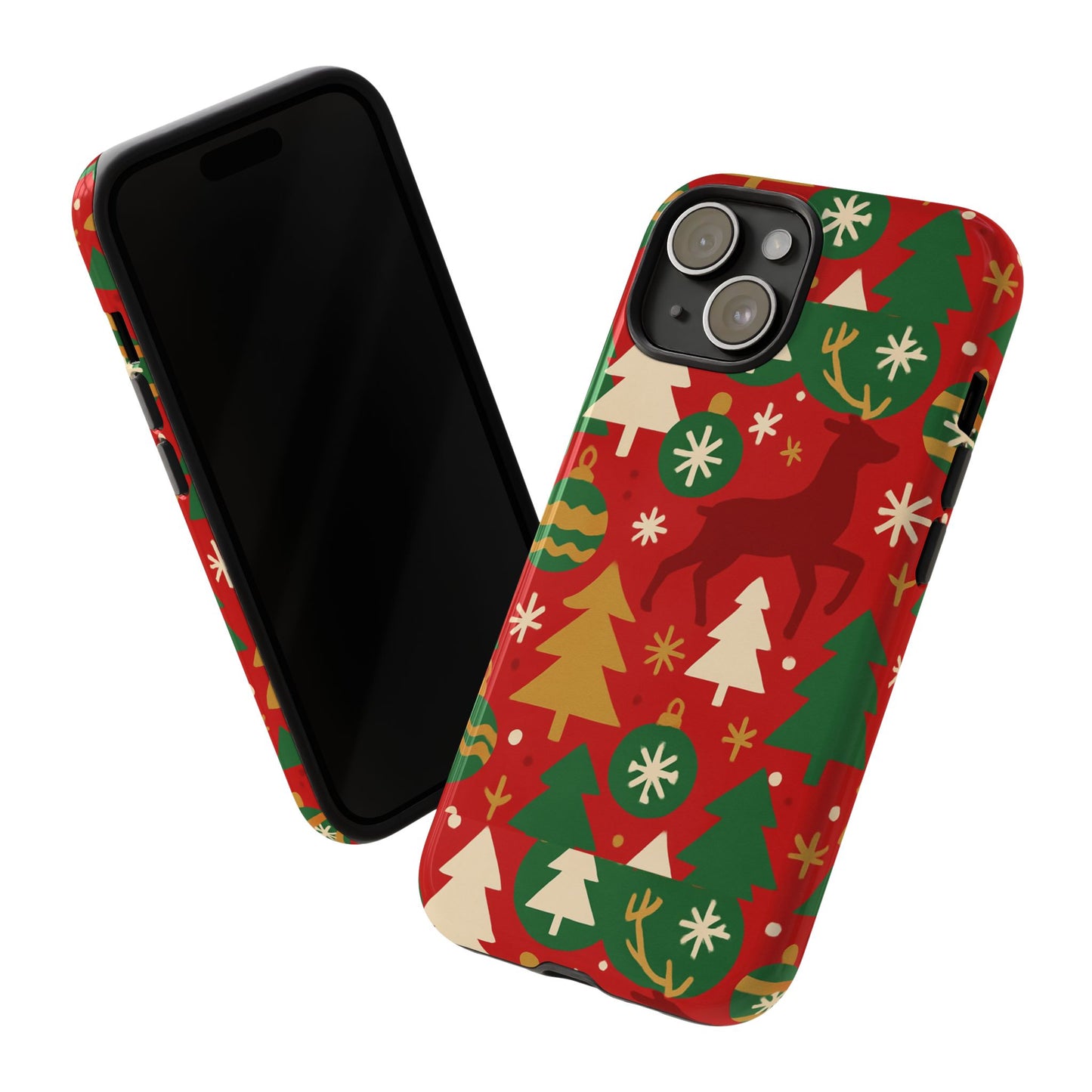vibrant red christmas phone case with festive 3d design for stylish protection compatible with iphone 13, 14, 15 & 16 – all models including pro, pro max & plus