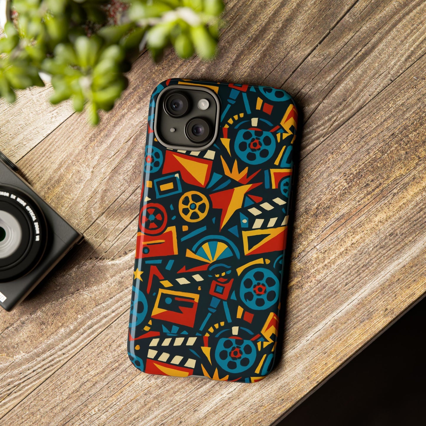 vibrant retro movie-inspired protective phone case with 3d design for stylish protection compatible with iphone 13, 14, 15 & 16 – all models including pro, pro max & plus