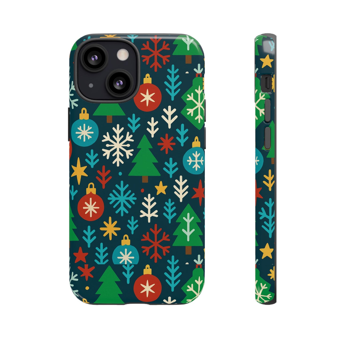 multicolour 3d wrap protective phone case with retro christmas design for stylish protection – compatible with iphone 13, 14, 15 & 16 – all models including pro, pro max & plus