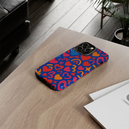 Vibrant Multicolour Heart Design Protective Phone Case Stylish Accessory for Self-Expression Compatible with iPhone 13, 14, 15 & 16 – all models including Pro, Pro Max & Plus