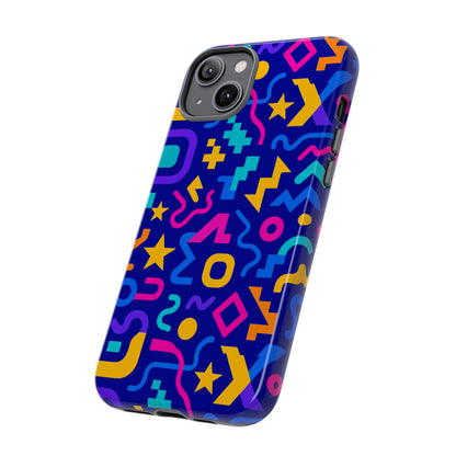 Vibrant Geometric Protective Phone Case with 3D Wrap Design – Playful Accessory for Self-Expression Compatible with iPhone 13, 14, 15 & 16 – all models including Pro, Pro Max & Plus