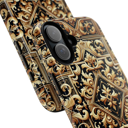 Pattern Image 3 Vibrant Shockproof Phone Case for Anime and Comic Fans - Ornate Baroque Gold Design - Compatible with iPhone 13, 14, 15 & 16 – all models including Pro, Pro Max & Plus