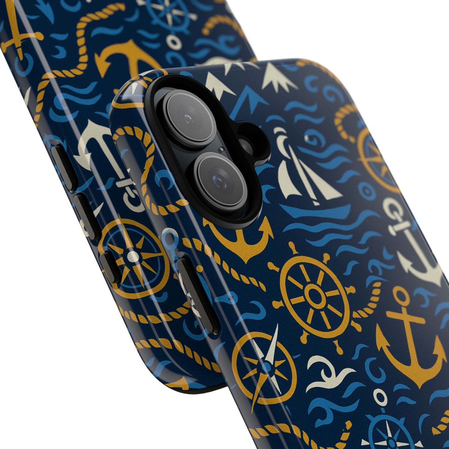 vibrant nautical blue phone case with 3d anchor design for stylish protection compatible with iphone 13, 14, 15 & 16 – all models including pro, pro max & plus