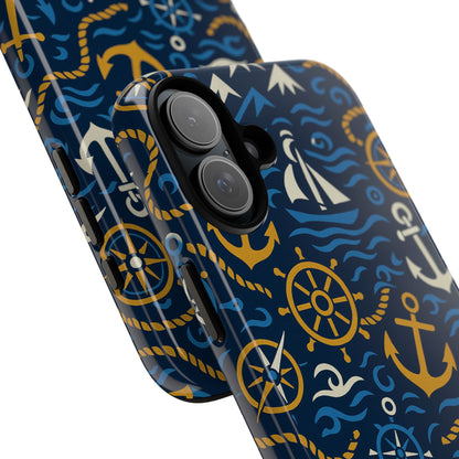 Vibrant Nautical Blue Phone Case with 3D Anchor Design for Stylish Protection Compatible with iPhone 13, 14, 15 & 16 – all models including Pro, Pro Max & Plus