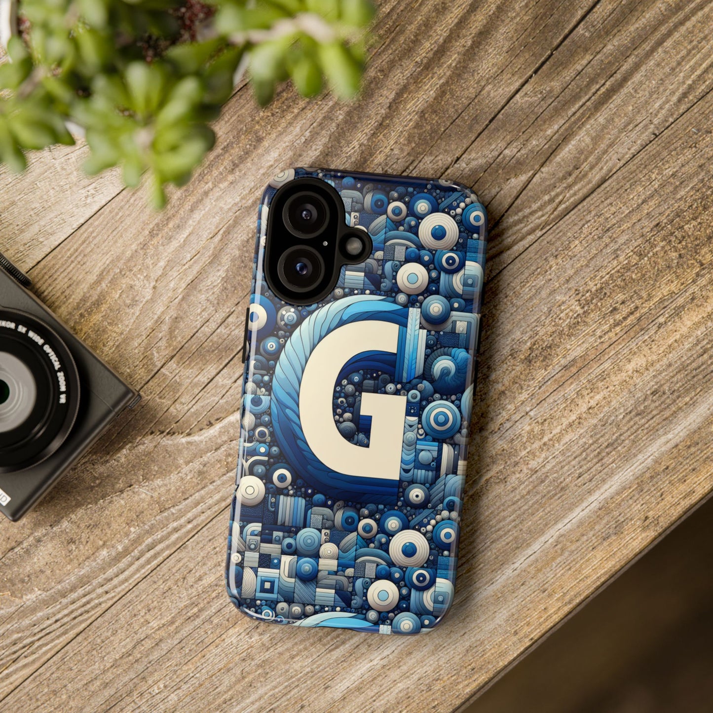 blue alphabet g phone case for iphone and android shockproof protective cover with 3d wrap design and uv protection