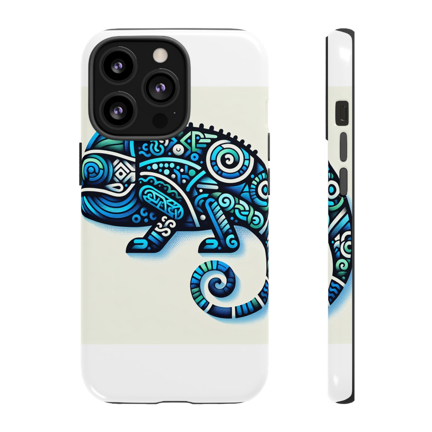 vibrant 3d chameleon phone case with blue design for stylish protection compatible with iphone 13, 14, 15 & 16 – all models including pro, pro max & plus