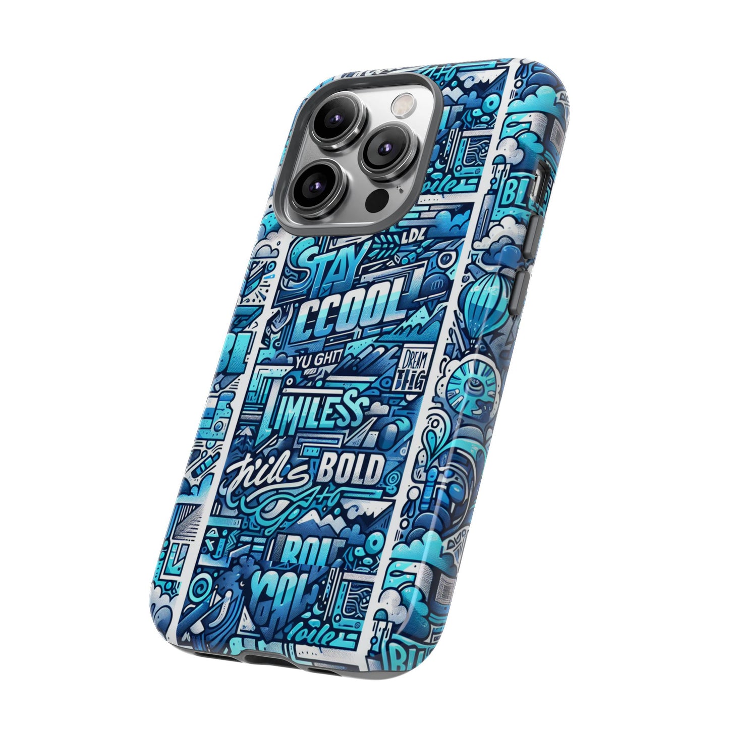 vibrant artistic 3d wrap phone case in blue for trendsetters – stylish protection compatible with iphone 13, 14, 15 & 16 – all models including pro, pro max & plus
