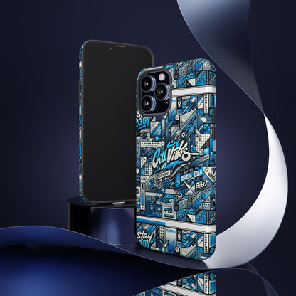 Vibrant 3D Wrap Protective Phone Case in Retro Blue Aesthetic for Stylish Protection Compatible with iPhone 13, 14, 15 & 16 – All Models Including Pro, Pro Max & Plus