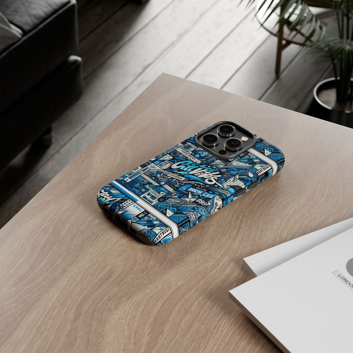 vibrant 3d wrap protective phone case in retro blue aesthetic for stylish protection compatible with iphone 13, 14, 15 & 16 – all models including pro, pro max & plus