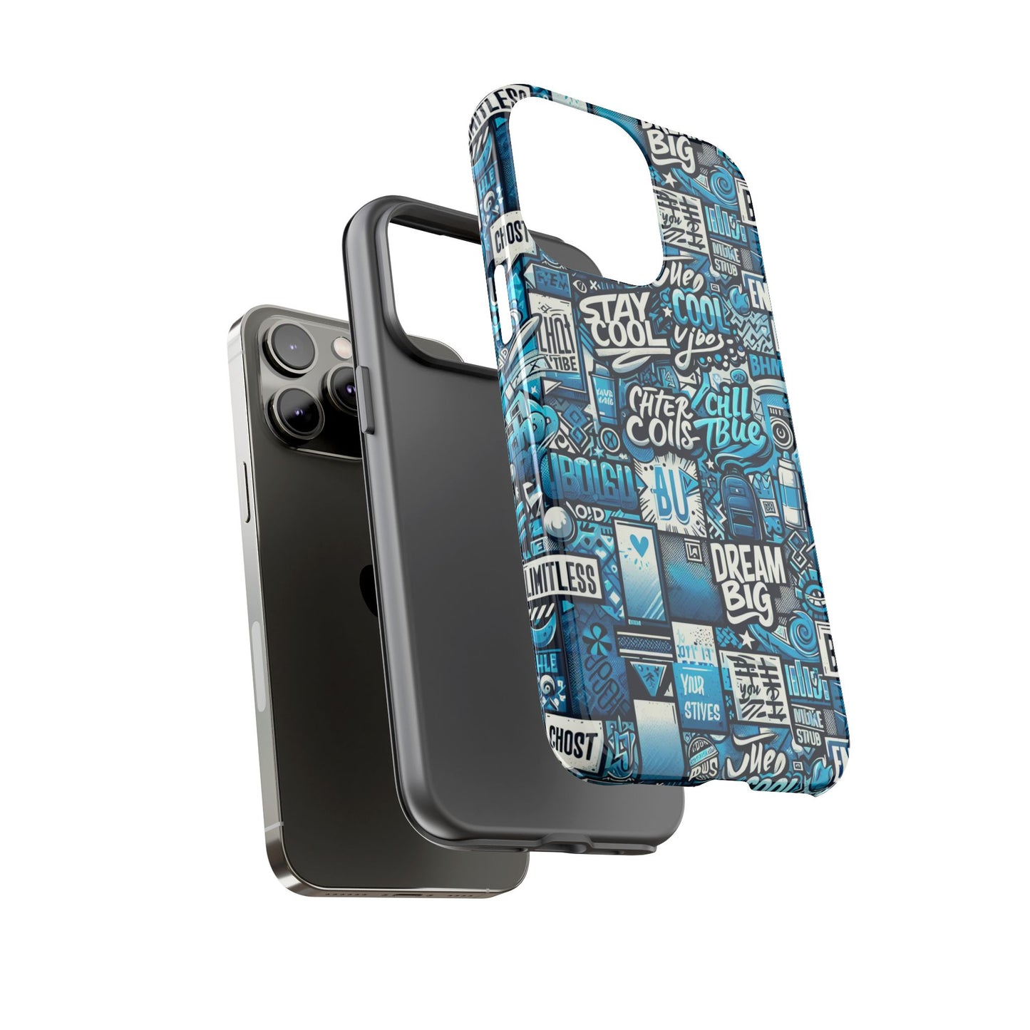 blue pattern image 15 phone case with 3d wrap design shock absorption for android and iphone devices durable uv protected protective cover