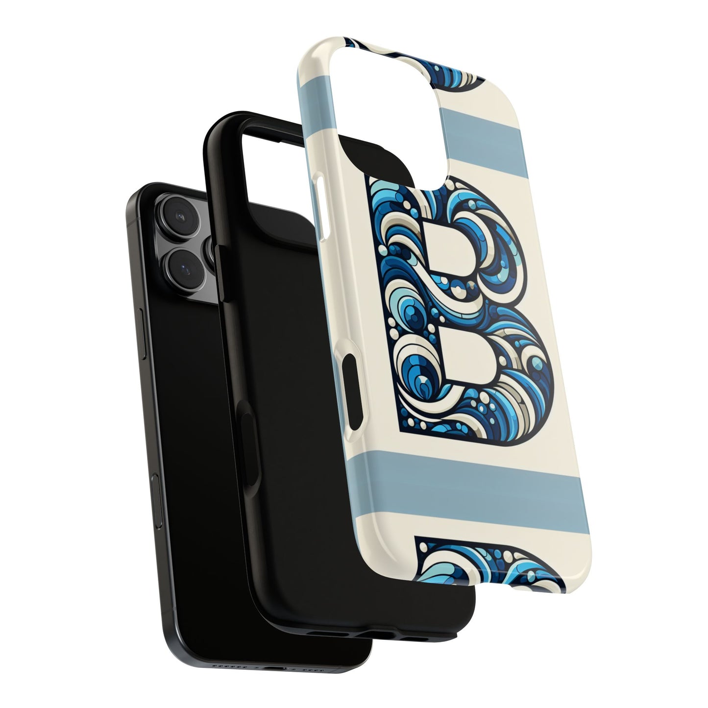 blue alphabet letter b phone case with 3d wrap and shock protection for kids and teens durable tpu cover with vibrant design