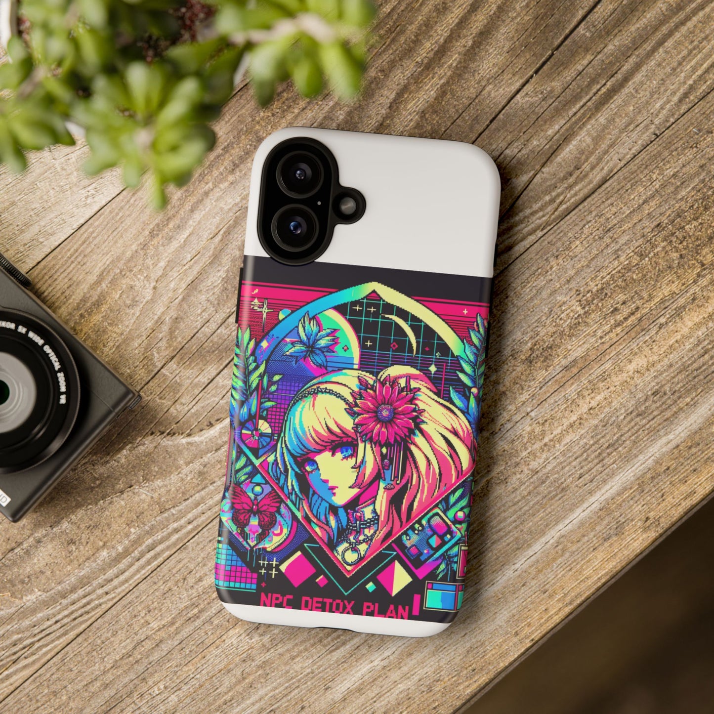 npc detox plan - vibrant protective phone case for anime and comic lovers, durable shock absorption, uv protected, glossy or matte finish