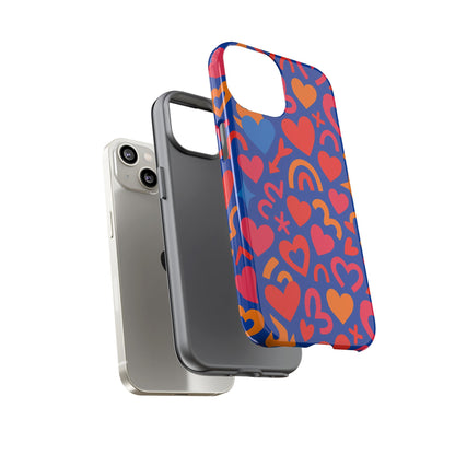 Vibrant Multicolour Heart Design Protective Phone Case Stylish Accessory for Self-Expression Compatible with iPhone 13, 14, 15 & 16 – all models including Pro, Pro Max & Plus