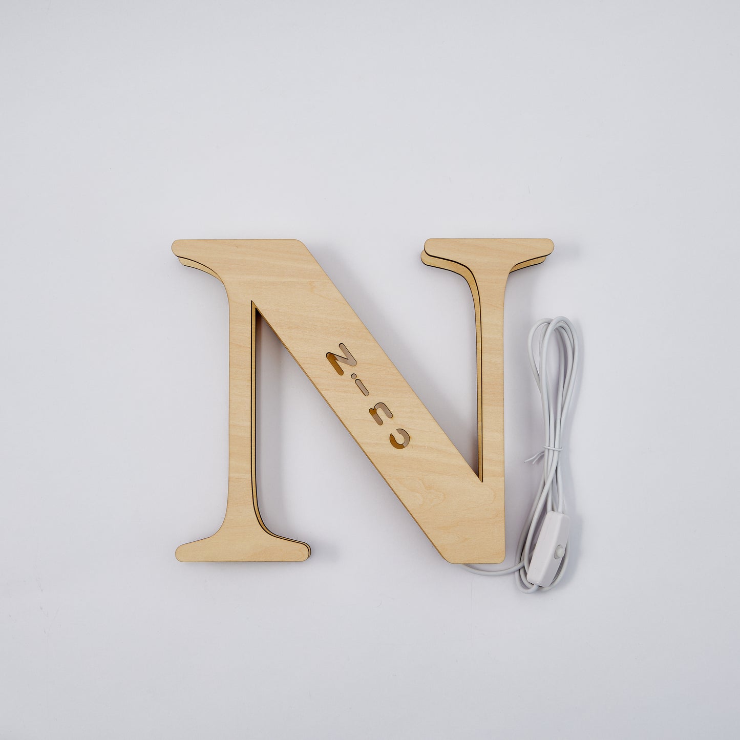 personalised wooden letter lamp custom name alphabet night lights 19cm for kids room decor, usb powered, warm led wall light, unique a-z design