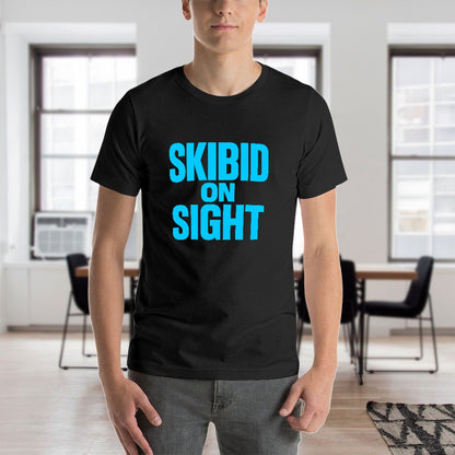 2025 150g Men's Short Sleeve T-Shirt Skibid on Sight Casual Cotton Tee