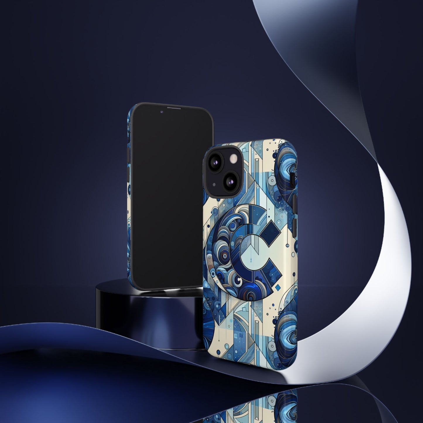 blue alphabet c phone case for smartphone protection with 3d wrap design, shock absorption, uv protection, durable silicone material, suitable for tech enthusiasts and individuality seekers