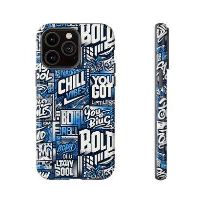 Vibrant 3D Typography Phone Case in Blue – Stylish Protection for Trendy Individuals – Compatible with iPhone 13, 14, 15 & 16 – all models including Pro, Pro Max & Plus