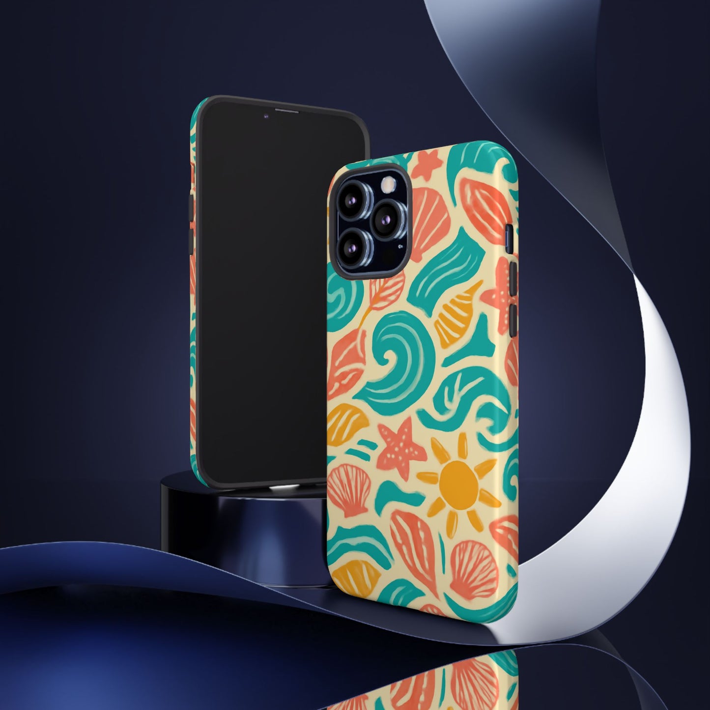 vibrant beach style protective phone case with 3d wrap design for stylish protection – compatible with iphone 13, 14, 15 & 16 – all models including pro, pro max & plus