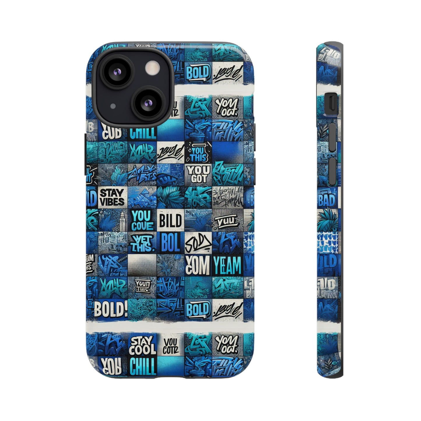 vibrant 3d graphic protective phone case with blue design – playful accessory for stylish protection compatible with iphone 13, 14, 15 & 16 – all models including pro, pro max & plus