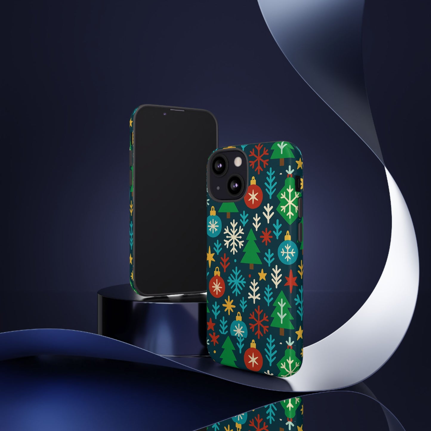 multicolour 3d wrap protective phone case with retro christmas design for stylish protection – compatible with iphone 13, 14, 15 & 16 – all models including pro, pro max & plus