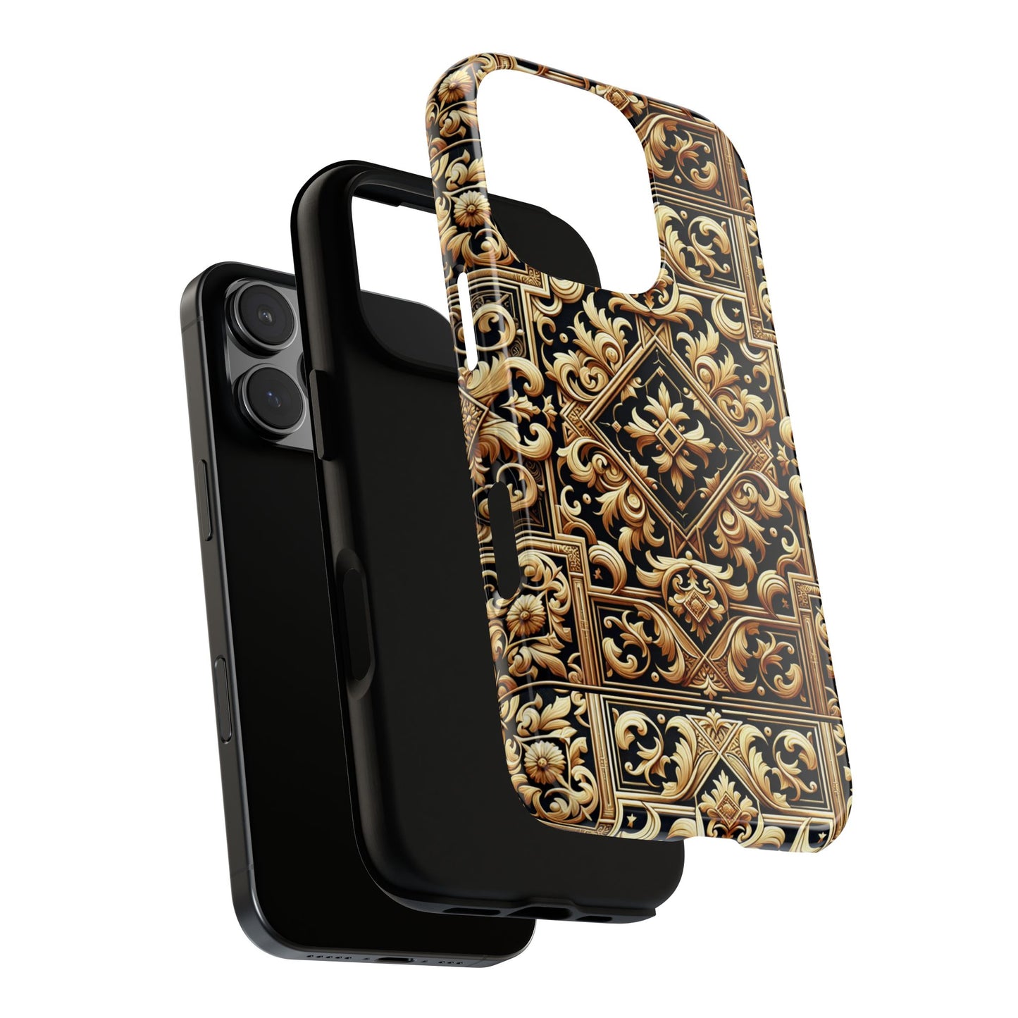 pattern image 3 vibrant shockproof phone case for anime and comic fans, ornate baroque design, stylish protection, compatible with iphone 13, 14, 15 & 16 – all models including pro, pro max & plus