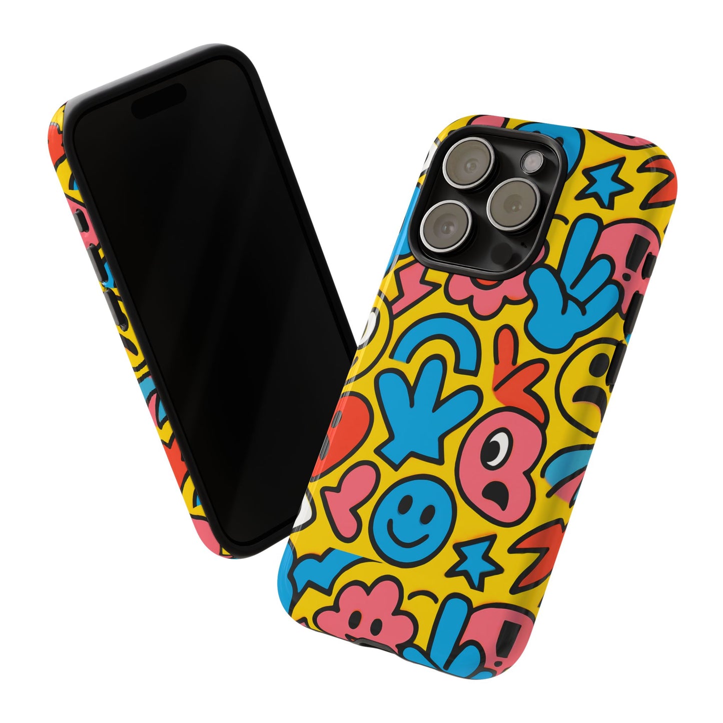vibrant emoji phone case with fun 3d multicolour design, playful protective cover for kids and teens, compatible with iphone 13, 14, 15 & 16 – all models including pro, pro max & plus