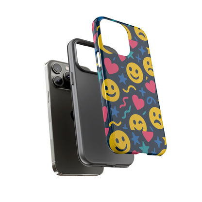 Vibrant Multicolour Emoji Phone Case with 3D Wrap Design for Playful Protection Compatible with iPhone 13, 14, 15 & 16 – all models including Pro, Pro Max & Plus