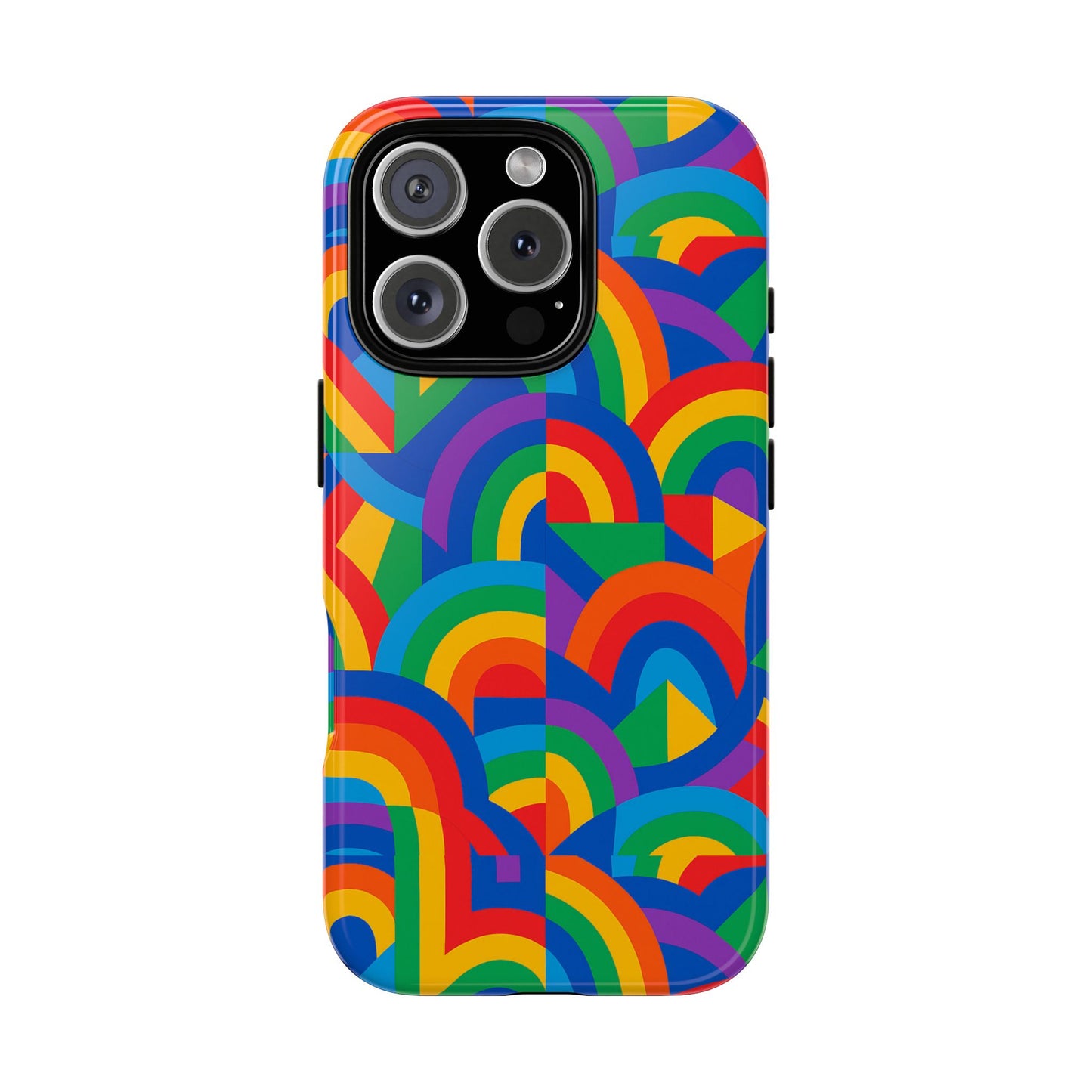 multicolour rainbow protective phone case with 3d design for stylish protection compatible with iphone 13, 14, 15 & 16 – all models including pro, pro max & plus
